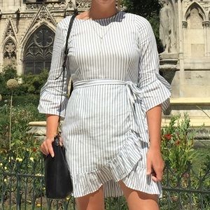 Striped mini dress with ruffles